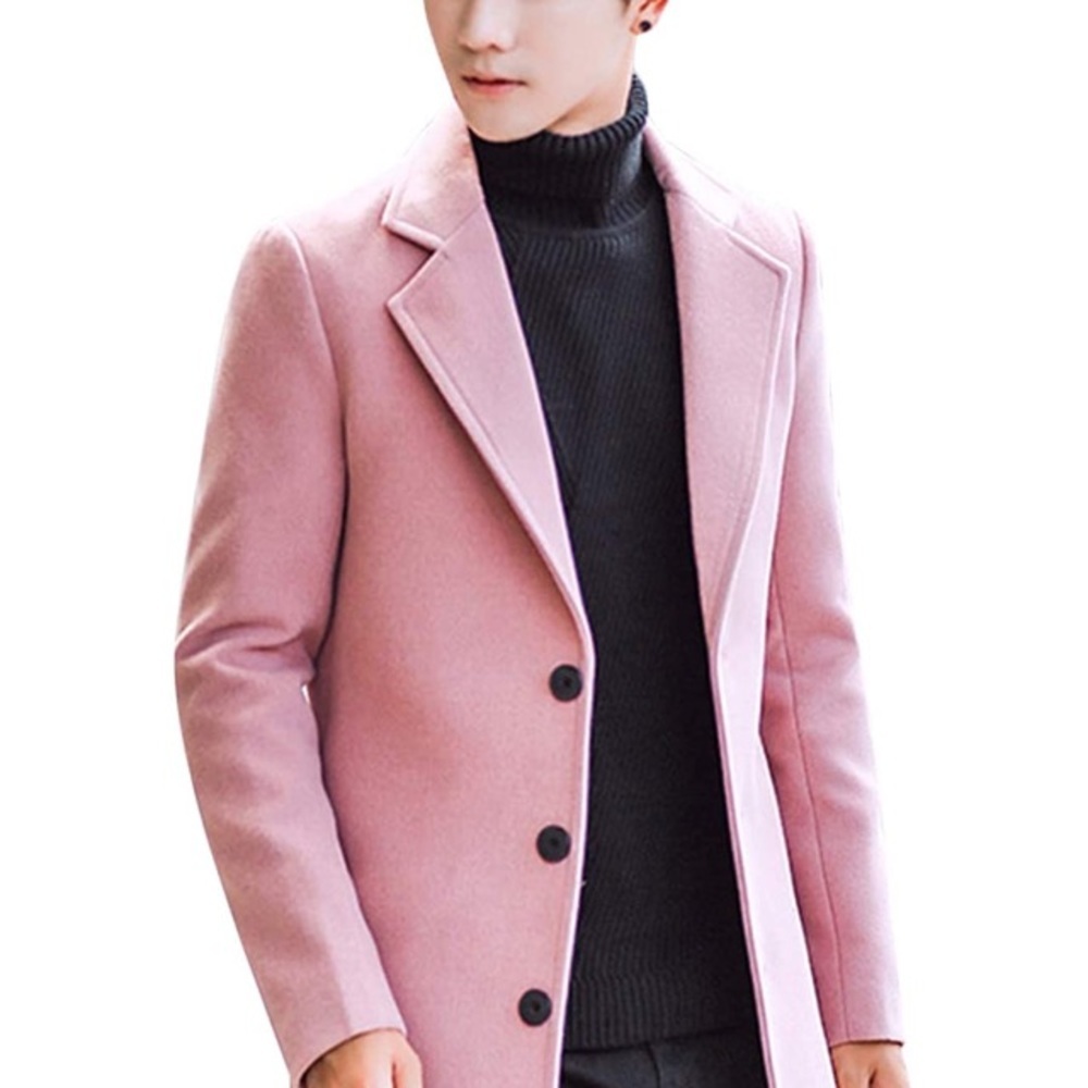 Men'sSingle Breasted Long Pea Coat Trench Coat